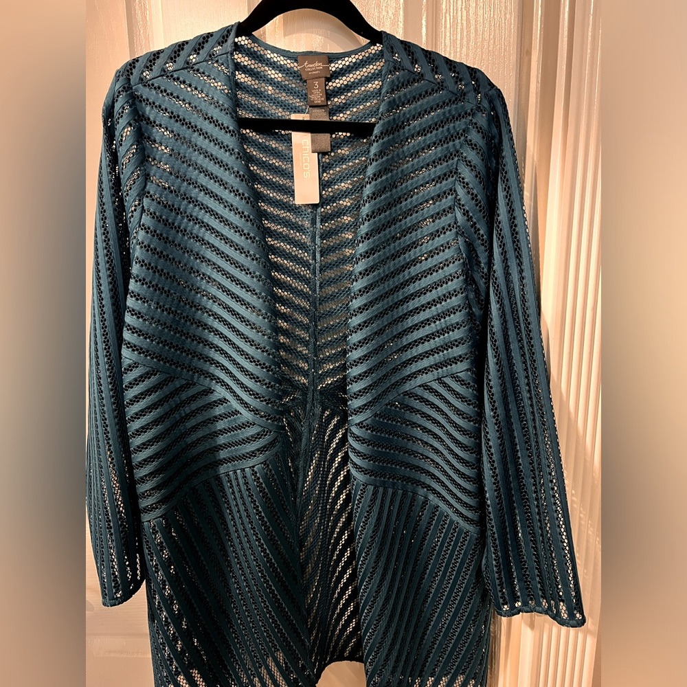 NWT Chico’s Turquoise Blue Lace Jacket